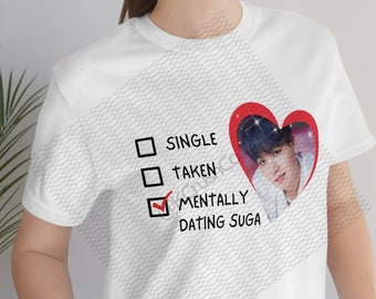 Koszulka Mentally Dating Suga: gadżety BTS, prezent dla fanów K-popu, koszulka BTS Min Yoongi