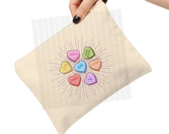 BTS Zipper Pouch: Candy Hearts, Valentines Day, Kpop Fan Gift, Bts Merch