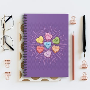 Bts Candy Hearts Spiral Notebook, Bts Notebook, Bts Gift, Gift for Army, Bts Merch, Kpop Merch, Bts Purple Journal, Bts School Notebook