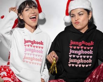 BTS Jungkook Hoodie: Kpop Fan Gift, Bts Merch, JK Hearts Sweatshirt