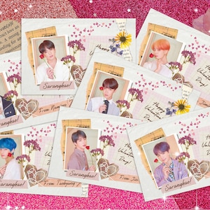Carte postale Bts Saint-Valentin, Carte postale Bts V-Day, Cadeau BTS Saint-Valentin, Cartes de voeux Bts, Cadeau fan BTS, Cadeau fan Kpop, Cartes BTS