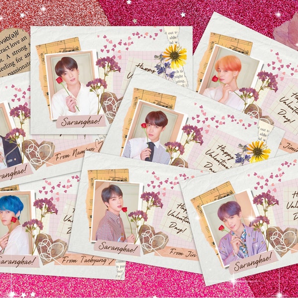 Bts Valentines Day Postcard, Bts V-Day Postcard, BTS Valentines Gift, Bts Greeting Cards, BTS Fan Gift, Kpop Fan Gift, BTS Cards