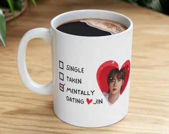 Geestelijk dating Jin-koffiemok, cadeau voor Bts-fan, Bts Merch, Kim Seokjin Lover Gift, Kpop Lover Gift, Bts Jin-koffiemok, Jin-mok, Bts-mok