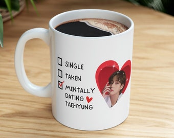 Mentally Dating V koffiemok, cadeau voor Bts-fan, Bts Merch, Taehyung Lover Gift, Kpop Lover Gift, Bts V-koffiemok, BTS-mok, Tae V-mok