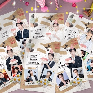 Cartões postais de aniversário do BTS, cartões comemorativos do BTS, presente de aniversário do BTS, presente de aniversário do BTS Army, presente para fãs do BTS, presente para fãs de Kpop, cartões de foto do BTS, cartão BTS 4x6