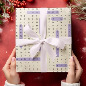 Bts Christmas Gift Wrap Papers, Bts Word Search Puzzle, Bts Christmas Wrapping Paper, Bts Merch, Bts Birthday Gift, Bts Gift Wrapping Paper