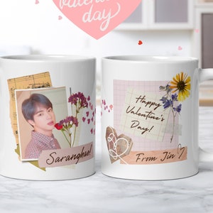 BTS Valentines Mug, Valentines Day Jin Coffee Mug, BTS Valentines Gift, Bts Merch, Bts Mug, Kpop Mug, Bts Borahae, BTS Jin Lover Gift