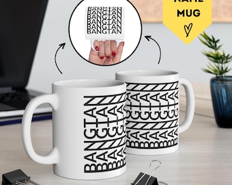 Tazza BTS: Jungkook, Jimin, V, RM, Suga, Jin, Jhope, Merchandising BTS, Regalo per fan Kpop, Tazza da caffè con nome nascosto, 11 e 15 oz