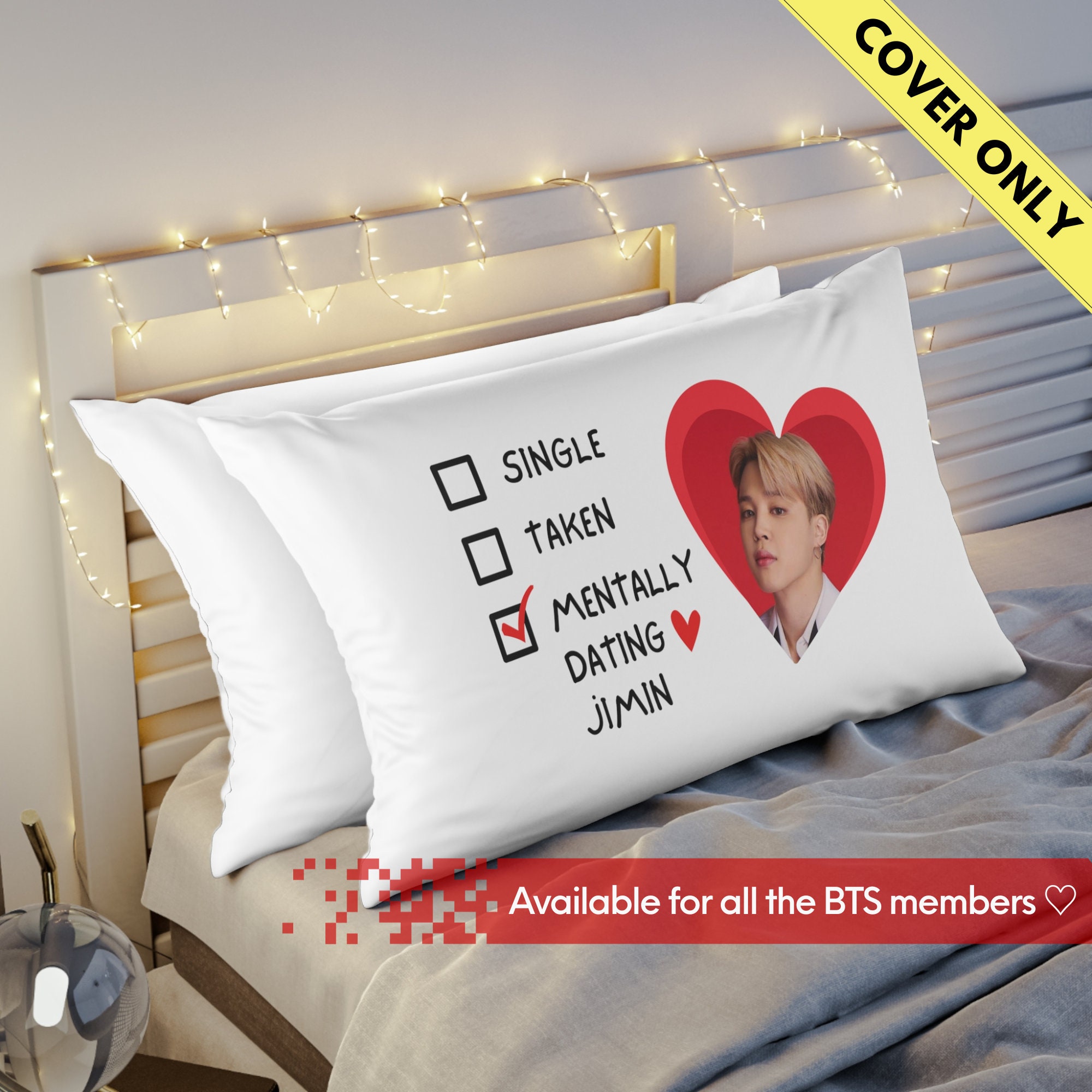 Riapawel BTS Pillowcase, Bangtan Boys Throw Pillow Case with Hidden Zipper  for Sofa Living Room Bedroom Dorm Decor-11.8 x 19.7 Inch 