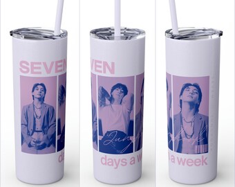 Jungkook 'seven' Stainless Steel Tumbler With Straw: BTS Fan Merch