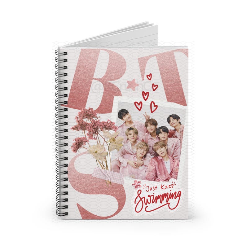 Bts Pink Spiral Notebook, Bts Merch, Kpop Fan Gift, Keep Swimming ...