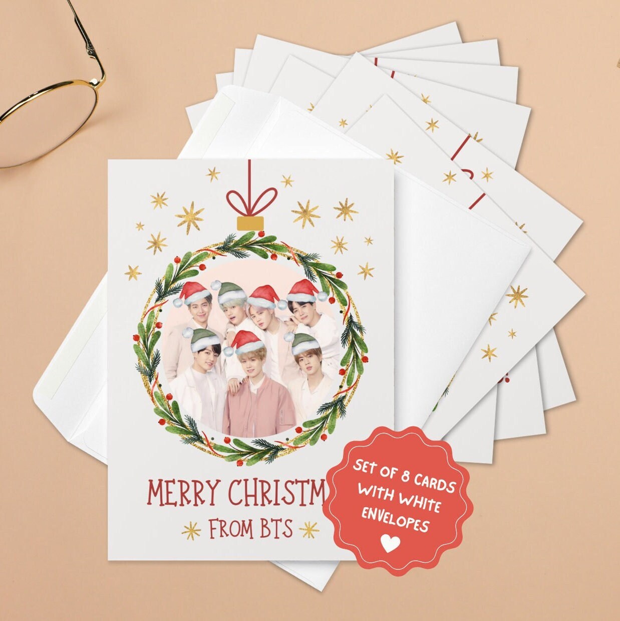 BTS Christmas Cards: Kpop Fan Holiday Gift, Bts Merch, Xmas