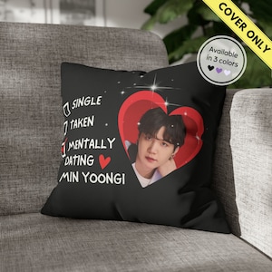BTS Mentally Dating Suga Pillowcase, BTS Square Pillowcase, BTS Merch, Bts Room Decor, Bts Gift, Kpop Pillowcase, Min Yoongi Cushion Case