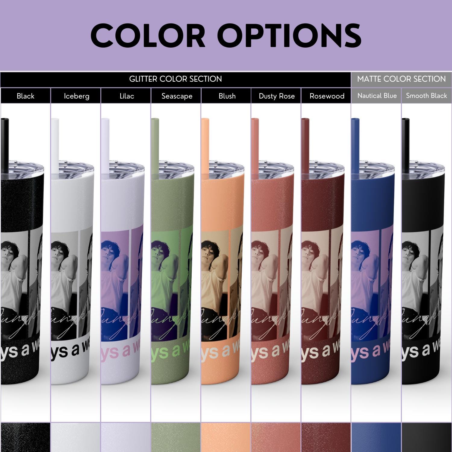 Jungkook 'seven' Stainless Steel Tumbler With Straw: BTS Fan Merch