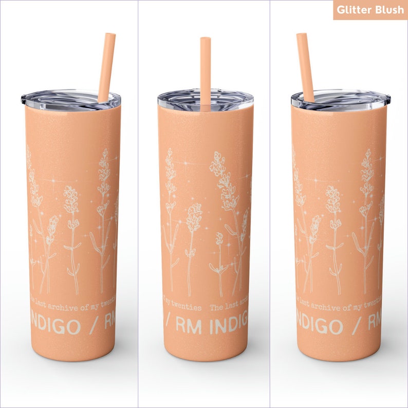 Indigo RM Skinny Tumbler With Straw Namjoon Tumbler Bts RM Etsy
