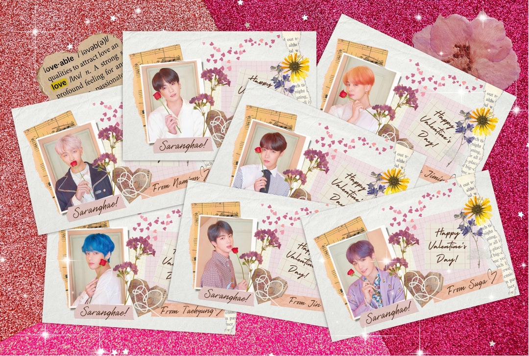 Bts Valentines Day Postcard, Bts Vday Postcard, BTS Valentines Gift
