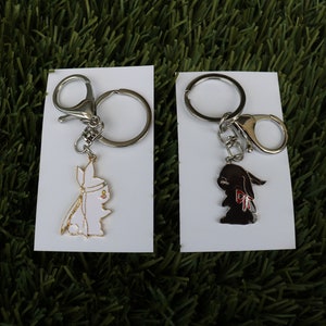 Matching Bunny Enamel Pin | Keychain | Black and White | Bunnies Keychains