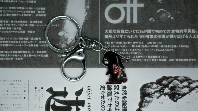 Matching Bunny Enamel Pin | Keychain | Black and White | Bunnies image 3