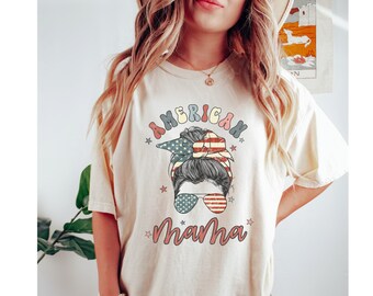 American Mama Png, Messy Bun Png, Mama Png, Mama, 4th of July, 4th of July PNG, July 4th, Mom Gift, American Mama, Messy Bun Mom, Messy Bun