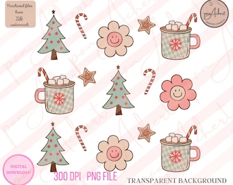 Retro Christmas Png, Christmas Doodles, Merry Christmas Png, Hot Cocoa Png, Holly Jolly PNG, Christmas, Retro Christmas, Tis The Season