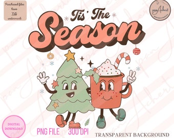 Tis The Season Christmas Png, Merry, Merry Christmas Png, Merry and Bright, Holly Jolly PNG, Christmas, Retro Christmas, Tis The Season PNG