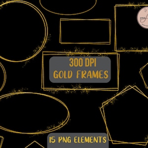 Gold Frames Clipart, Gold Frame PNG Clipart, Gold Design Elements, Circle Gold Frame, Square Gold Frame, Wedding Invitation Frame