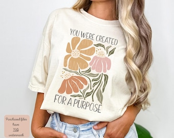 You Were Created For A Purpose PNG, Floral Christian Png, Christian, Christian Png, Bible Verse Png, Bible Verse Gifts, Boho Floral, Retro
