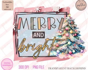 Merry and Bright PNG, Merry and Bright, Retro Christmas, Retro Christmas Png, Christmas, Christmas Gift, Merry Christmas, Christmas Png