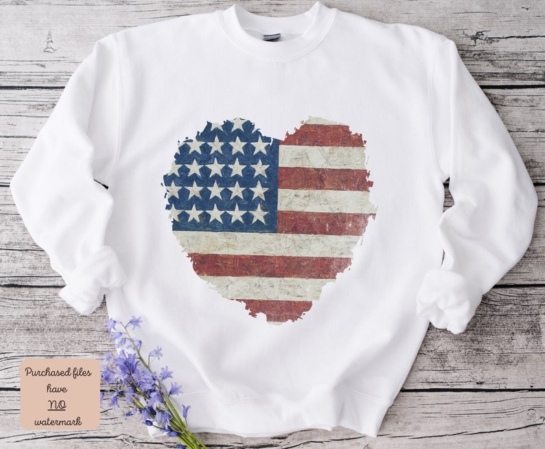 Distressed American Flag Heart Png for Sublimation Fourth of | Etsy