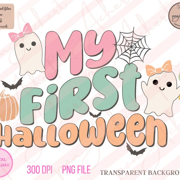 My First Halloween Girl PNG, Kids Halloween PNG, Kids Halloween, Halloween Png, Halloween, Fall Png, Fall, Retro Halloween Png, Cute Ghost