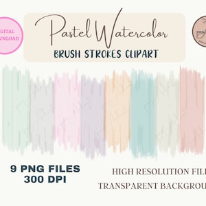 Pastel Watercolor Brush Strokes PNG Clipart, Hand Drawn Pastel Rainbow Watercolor, Neutral Watercolor Background, Sublimation, Logo Design