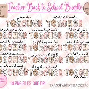 Teacher PNG Bundle, School PNG Bundle, Back to School Png, Teacher PNG, Pre-k Teacher Png, Preschool Teacher, Teacher Doodle Font Png Bundle