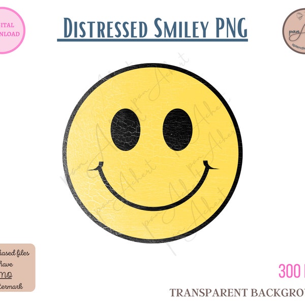 Distressed Smiley Face Retro PNG Design, Smiley Sublimation Design, Smiley Digital Download, Retro Distressed Smiley Face PNG