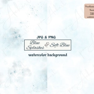Soft Blue Watercolor Splashes/Splats Background JPG Png, Watercolor background Png, Wedding invitation background, digital watercolor paper