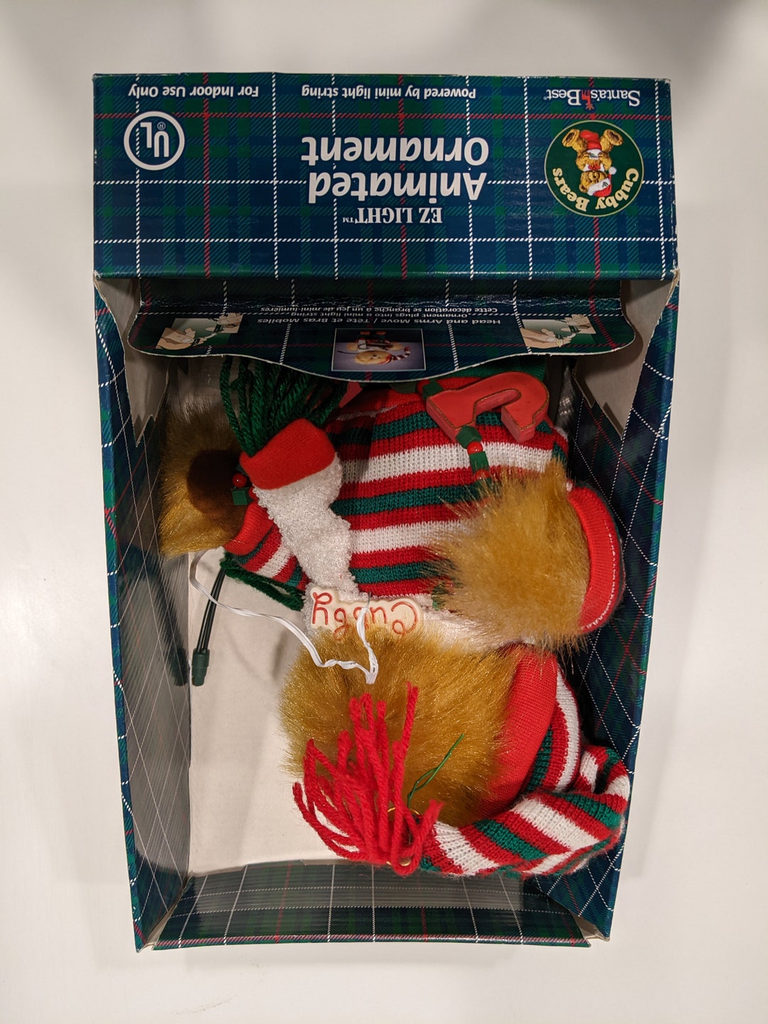 Cubby Bears Animated Ornament lights Up Moves Head and Arms Etsy