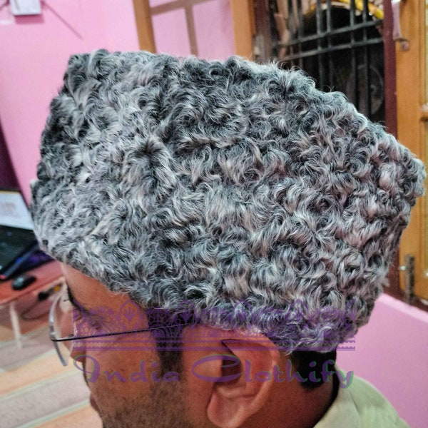 Casquette karakul indienne 100 % originale, chapeau cachemiri pour la saison d'hiver, Jinnah Topi de renommée mondiale, chapeau karakul de couleur noir/marron/gris/beige