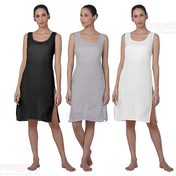 Cotton Slip For Women / Girls Under Wear, Inner for women, Beautiful Solid Inner For Transparent Dresses / Full Length / Sleeveless