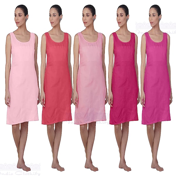 Long Slip For Women / Girls Under Dress, Cotton-Rich Inner Slips For Long Transparent Kurta/Kurti Dresses Full Length / F-Type Regular