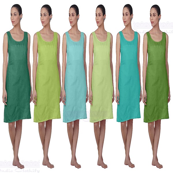 Long Slip For Women / Girls Under Dress, Cotton-Rich Inner Slips For Long Transparent Kurta/Kurti Dresses, Full Length / F-Type Regular