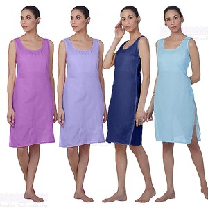 Women Cotton Silk Cami Full Slip Dress Camisoles Long Slip Underdress  Petticoat 