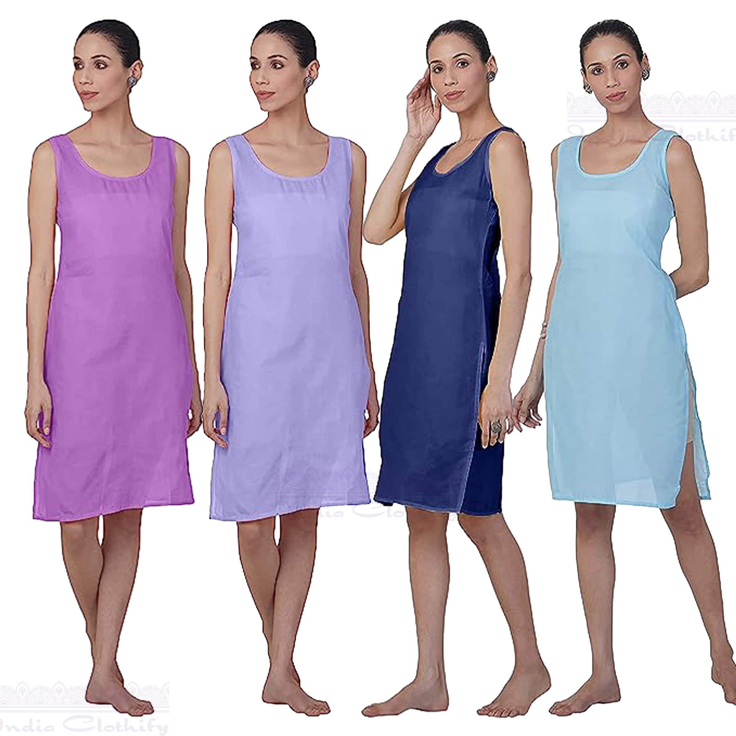 509 INR - Long Camisole Bra Slip for Women - Cotton Nighty Slips