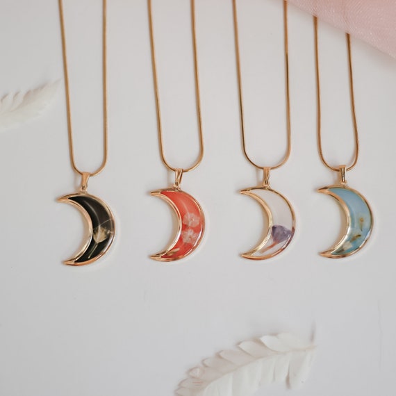 Moon resin necklace deals