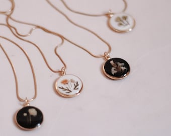 Hypoallergene | Niet-Tarnish | Handgemaakte | Hars Ketting | Geperste bloem ketting | Bloemen Ketting | Gedroogde bloem