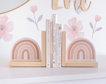 Blush Pink Rainbow Bookends, Kids Nursery Decor, Baby Shower Gift, Children's Bookends, Pastel Room Decor