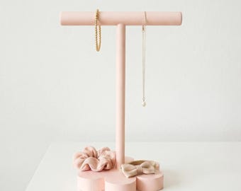 Kids Necklace Holder, Pink Flower Jewellery Stand for Girls Room, Nursery Jewelry Organizer, Baby Shower Gift for Girl