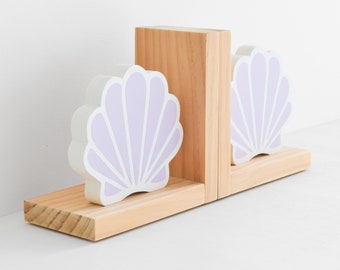 Mermaid Shell Bookends: Baby Girl Lilac Nursery Decor & Baby Shower Gift