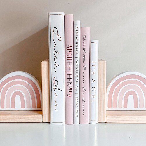 Baby Pink Rainbow Bookends Kids Nursery Decor Baby Shower Etsy