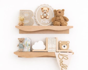 Teddy Bear & Cloud Bookends - Baby Boy Woodland Nursery Decor and Shower Gift