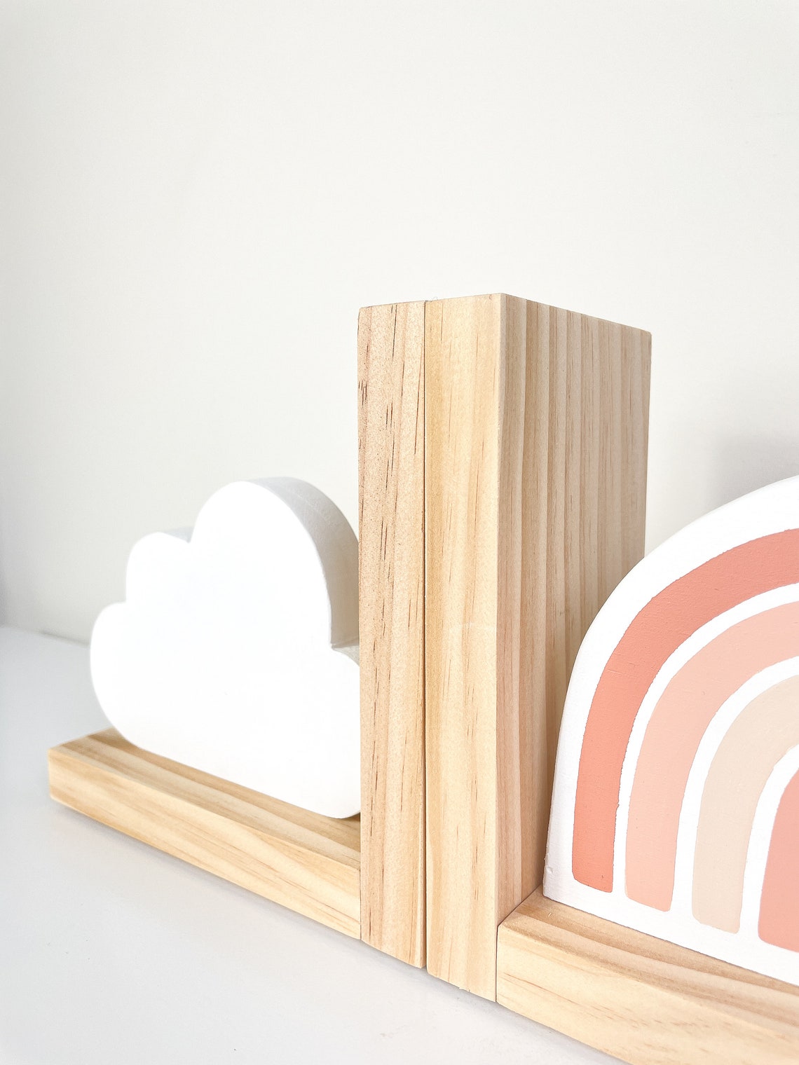 Blush Pink Boho Rainbow & Cloud Bookends for Kids Nursery Etsy