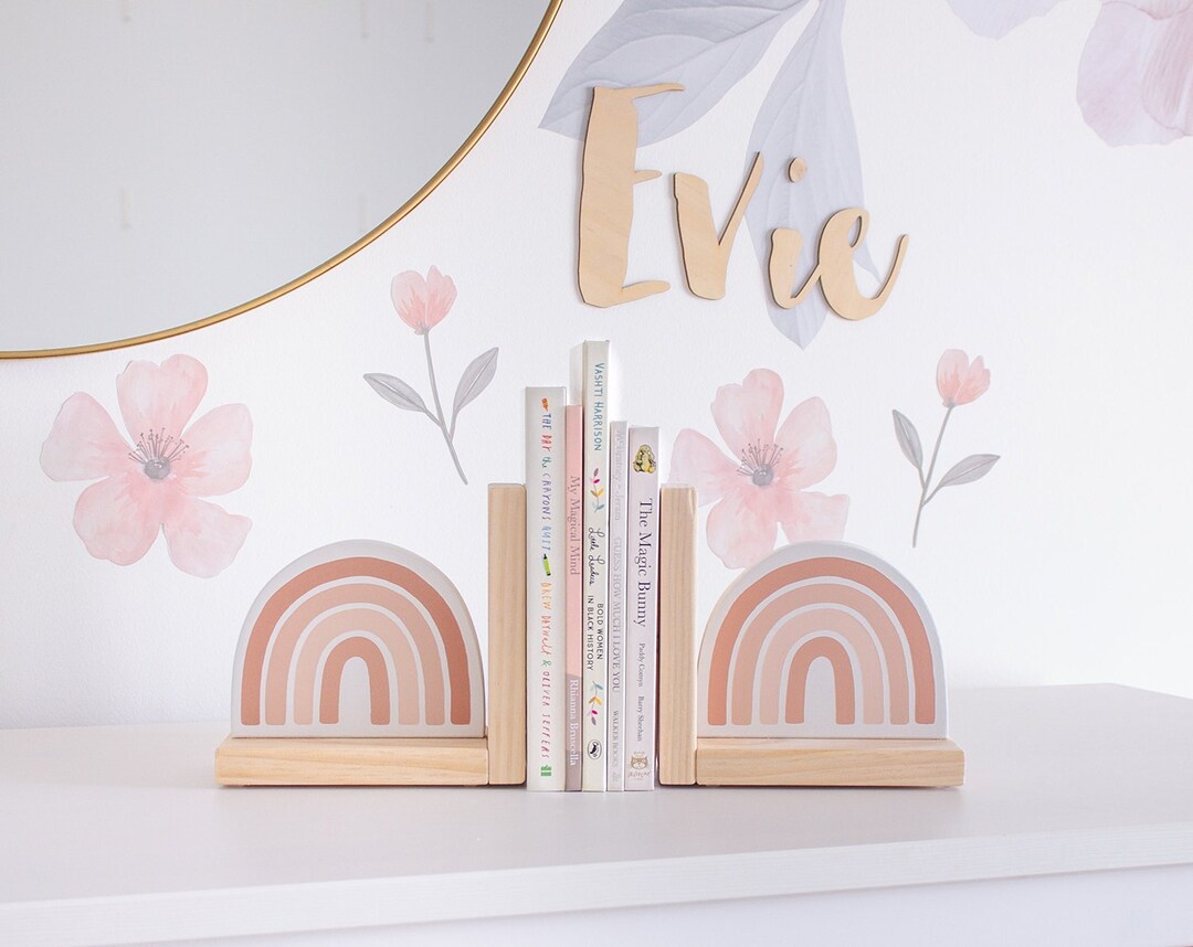 Blush Pink Rainbow Bookends, Kids Nursery Decor, Baby Shower Gift